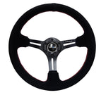 NRG Deep Steering Wheel 350mm Black Suede Red Stitching